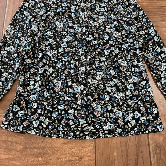 J. Jill Floral Sheer Layered Long Sleeve Button Down Shirt Women's SZ Small - Picture 4 of 10
